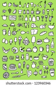 Food Icons on green background