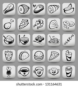 food icons on grey buttons