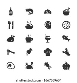 Food icons on white background