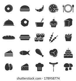 Food icons on white background, stock vector