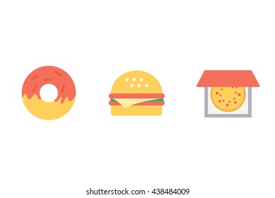 Food icons on white background