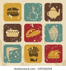 food icons over beige background vector illustration 