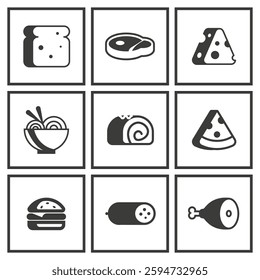 Food Icons Pack, Minimalist Flat Vector 