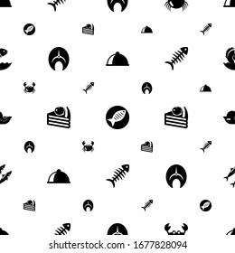 food icons pattern seamless. Included editable filled main dish, Fish, crab, salmon, dessert, fish bone, seafood, sardine, Seafood icons. food icons for web and mobile.
