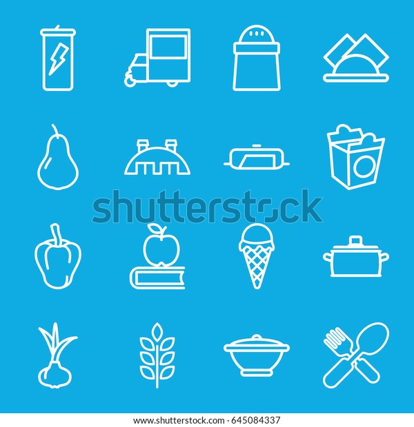 Food Icons Set Set 16 Food Stock Vector Royalty Free 645084337