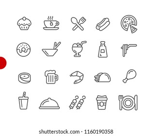 Food Icons - Set 2 of 2 // Red Point Series - Vector line icons for your digital or print projects.