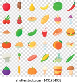 Food icons set. Cartoon style of 36 food vector icons for web for any design