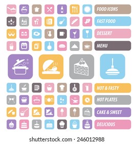 Food icons set. Color Vector.