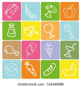 food icons set, colorful icons