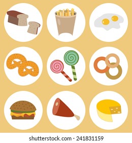 Food icons set, cooking and restaurant collection, isolated on white background, vector illustration.