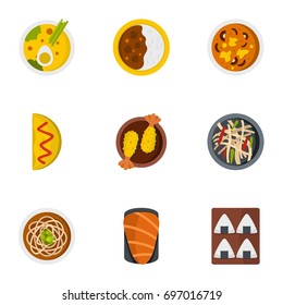 Food icons set. Flat set of 9 food vector icons for web isolated on white background