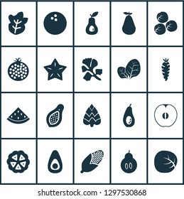 Food icons set with freshness, guacamole, plant and other watermelon elements. Isolated vector illustration food icons.