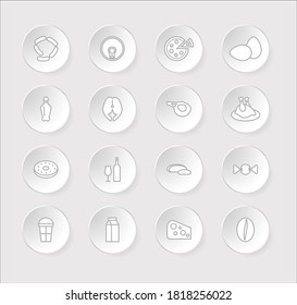 Food icons set for grocery store. Monochrome contour vector illustration.