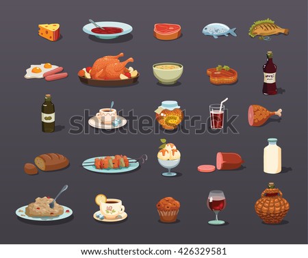 food Icons set, food Icon Vector Сток-фото © 