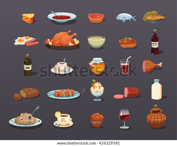 食べ物のアイコンセット 食べ物のアイコンベクター画像 のベクター画像素材 ロイヤリティフリー