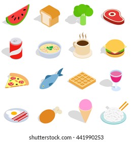 Food Icons Set In Isometric 3d Style Isolated On White Background