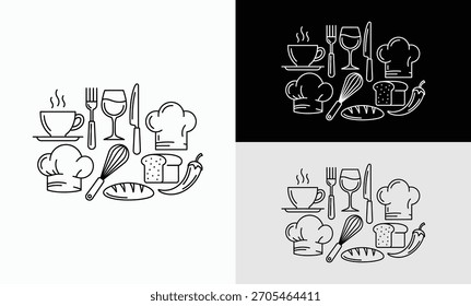 Ícones de alimentos definir Logo ícone do vetor ilustração