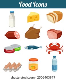Food icons set. Modern flat design. Vector illustration