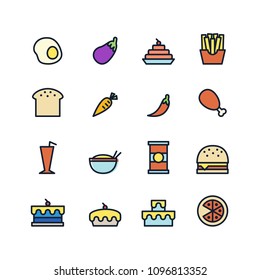 Food icons set on white background