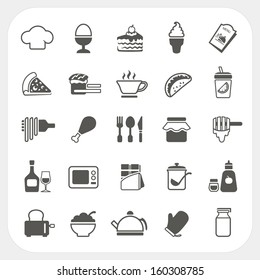Food icons set on white background