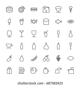 food icons set on white background