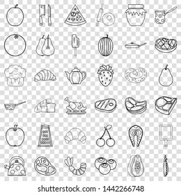 Food icons set. Outline style of 36 food vector icons for web for any design