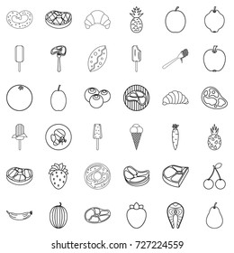 Food icons set. Outline style of 36 food vector icons for web isolated on white background