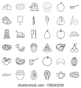 Food icons set. Outline style of 36 food vector icons for web isolated on white background
