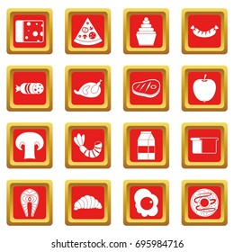 Food icons set in red color isolated vector illustration for web and any design