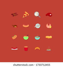 Food icons set - Retro colored 