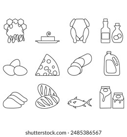 Food Icons set. Simple Set of Meal Related Vector Line Icons. Contains such Icons as Fruit Basket,  Noddle , Healthy Smoothies and more. Editable Stroke.