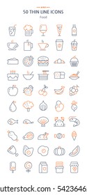 Food icons set. Thin line icons.