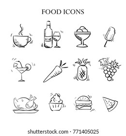 food icons set vector