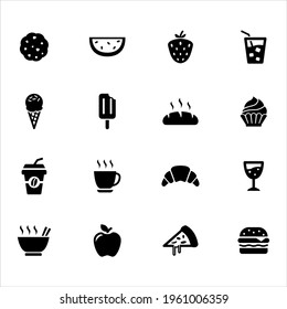 Food icons set vector graphic illustration
