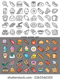 Food icons set. Vector illustration.