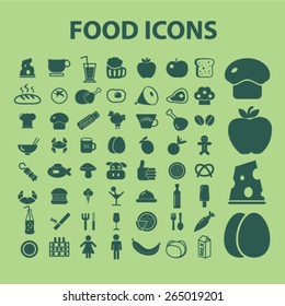 food icons, signs set, vector