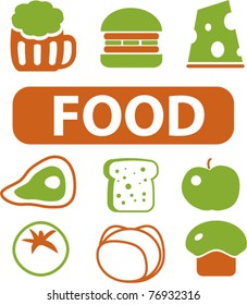 food icons, signs, vector illustrations