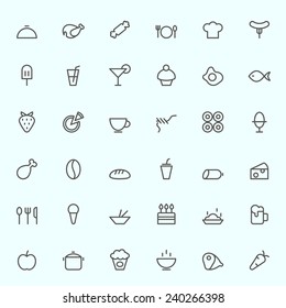 Food Icons, Simple And Thin Line Design