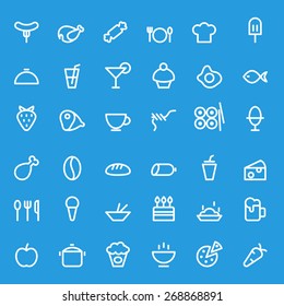 Food icons, simple and thin line design