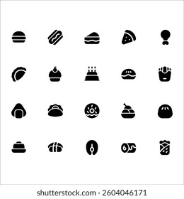 Food icons with solid style, perfect for user interface projects