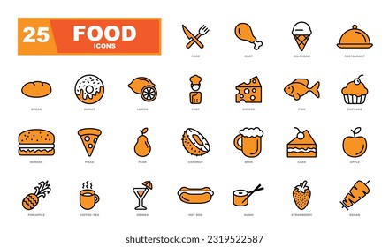 The Food Icons. These icons are perfect for use in menus, recipe websites, food-related apps, or any project that requires clear and intuitive visual representation of food items.