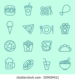 Food icons, thin line design