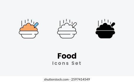 Food Icons thin line and glyph vector icon stock illustration