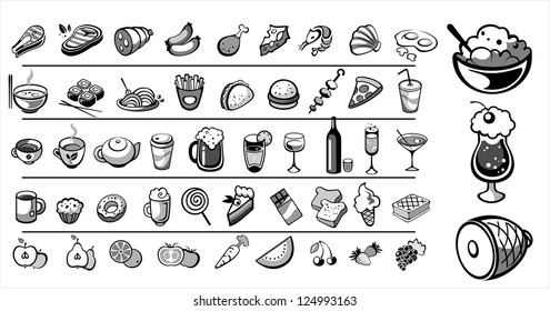 food icons vector collection