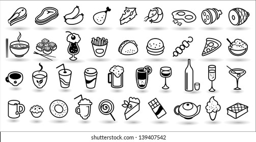 food icons vector collection