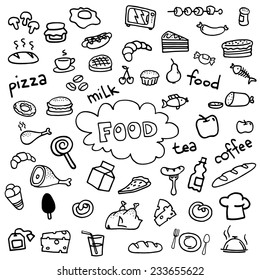 Food icons vector drawings drawn by hand.