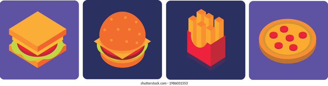 food icons, vector image, multicolored graphics with white background