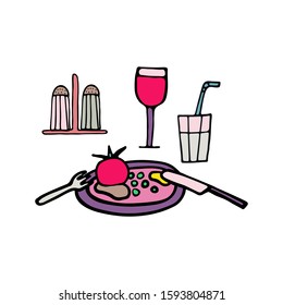 Food illusration in cute doodle style.