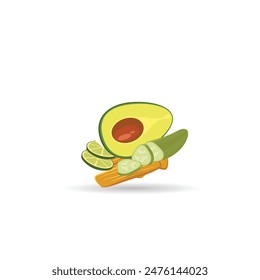 Food Illustration Clip Art Isolated Set, Vegetable Pepper Food Delicious Vector Clip Art Set, Colorful Style With White Background 
