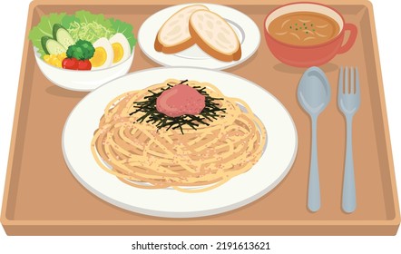 ilustración alimentaria
Espagueti de huevo de bacalao, mentaiko spaghetti (pasta)
almuerzo